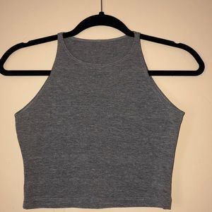 Grey American Apparel High-Neck crop top